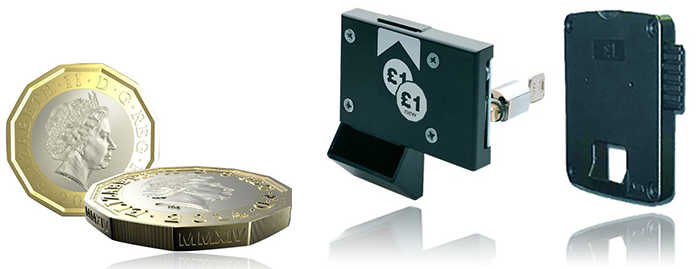 New one pound coin and coin locks